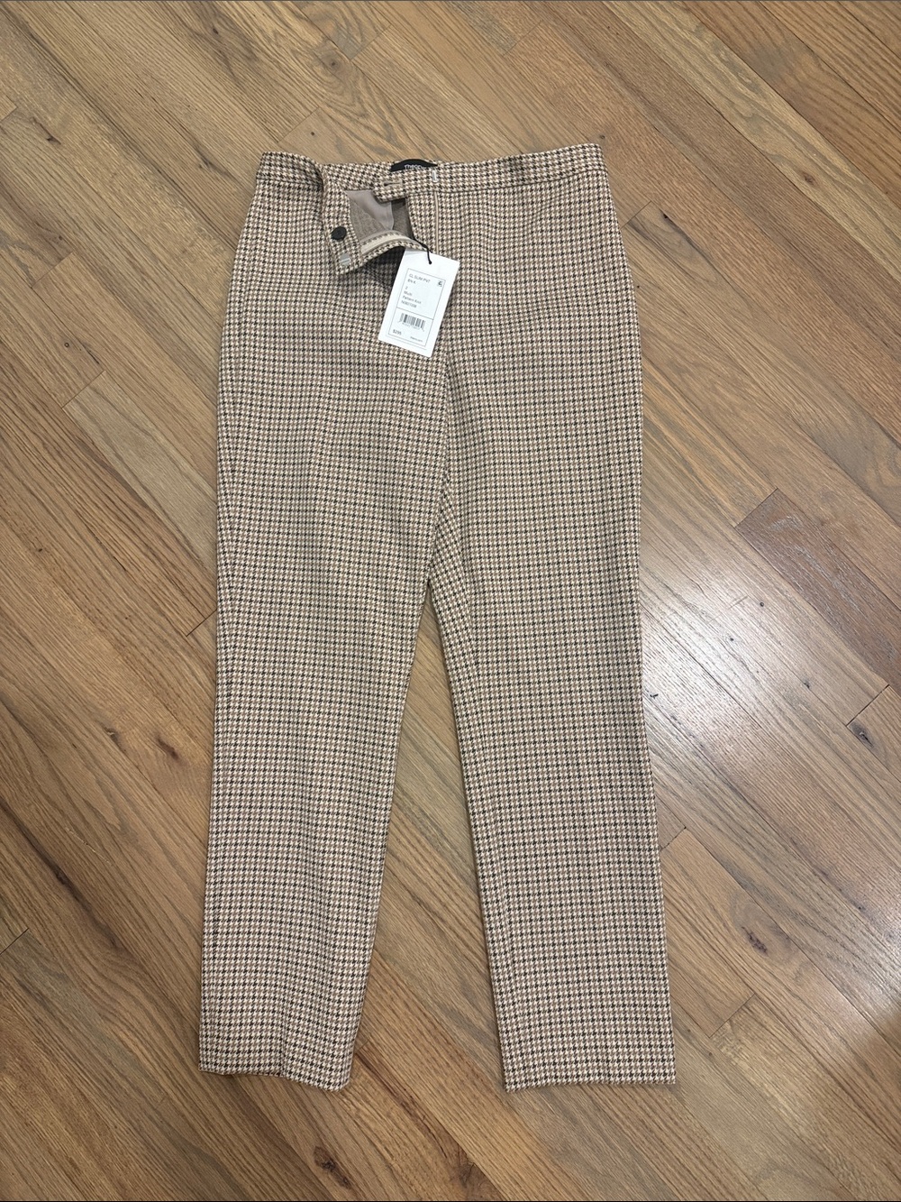 Theory Brown and Cream Houndstooth Dress Pants